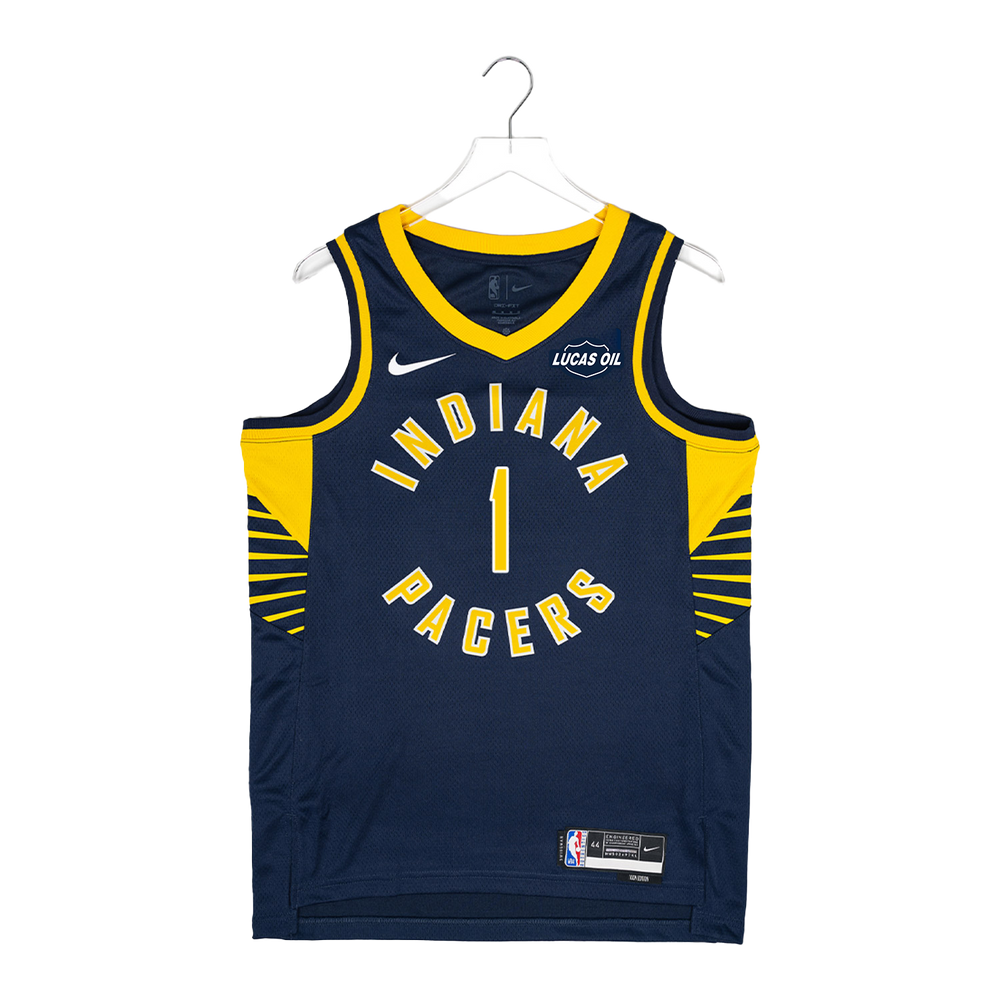 Adult Indiana Pacers #1 Obi Toppin Icon Swingman Jersey by Nike In Blue - Front View